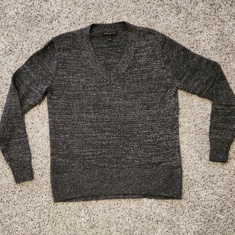 Banana Republic Charcoal V-Neck Sweater
